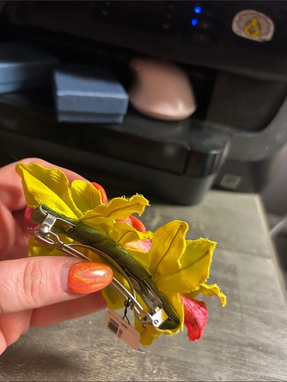 henri bendel Yellow and Pink Vanda Orchid Hair Barrette